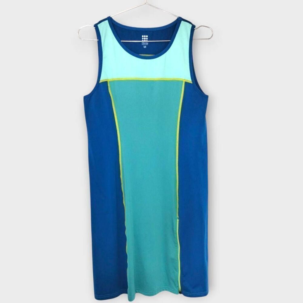 Title Nine Womens‎ Dress Sz Medium Blue Colorblock Sleeveless Sports Casual Golf